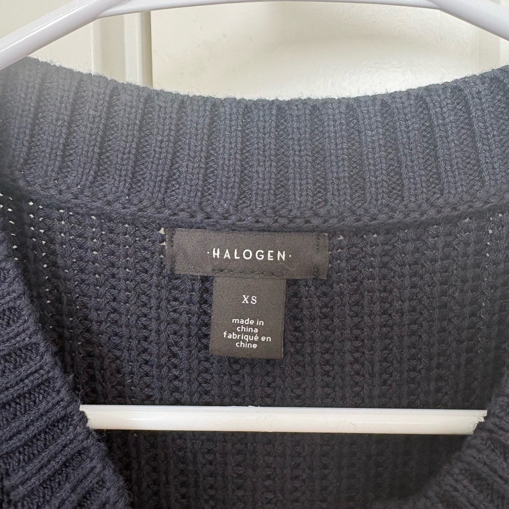Halogen Navy Cotton Button-Down Sweater Vest - image 2